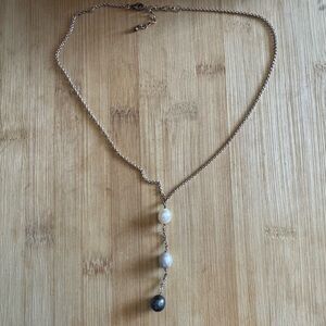 Elegant Vintage Sterling Silver Necklace with Pearlescent Accents